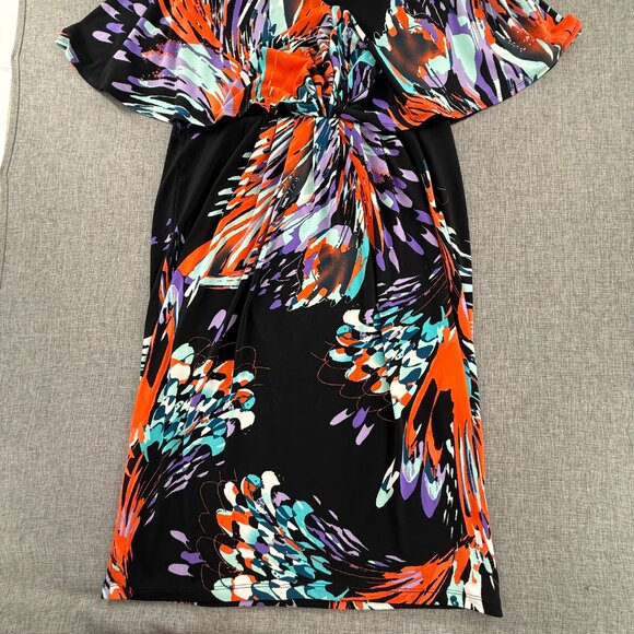 Jones Studio Dress Medium Flutter Sleeves Abstract Print V-Neck Stretchy - Picture 4 of 12